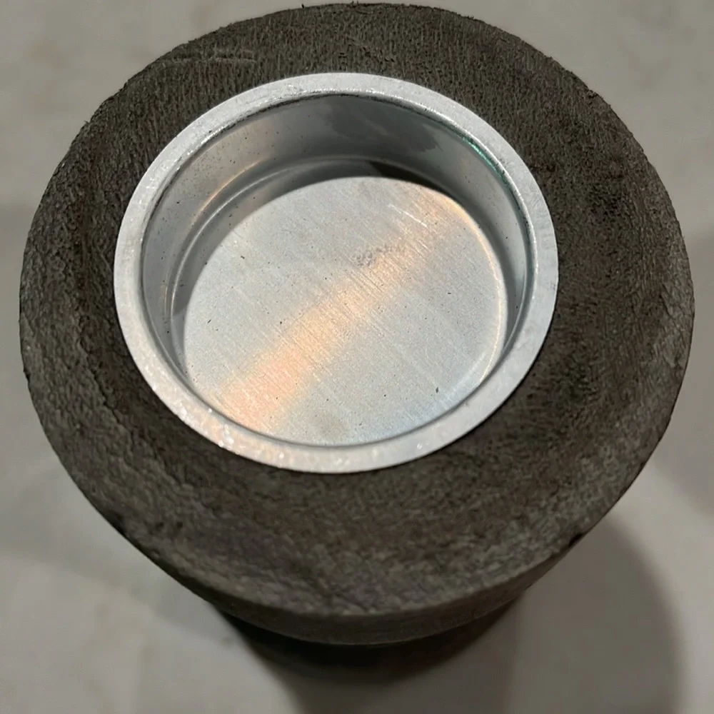 Small Candle Holder - Grey Wood with Silver Plate/NWT - Picture 5 of 7